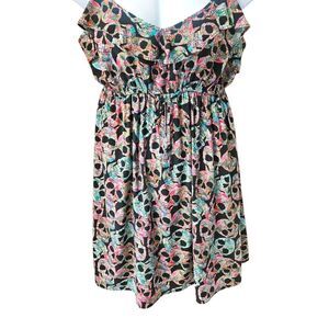 TORRID 1X Gothic Multi- Color Skulls Ruffle Front Slip Dress